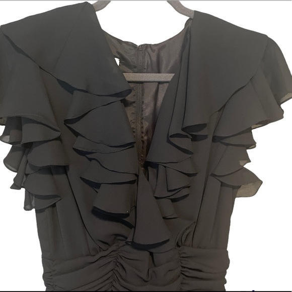 Vintage COCO Of California Black Ruffle Dress Sz 8 - Picture 2 of 9